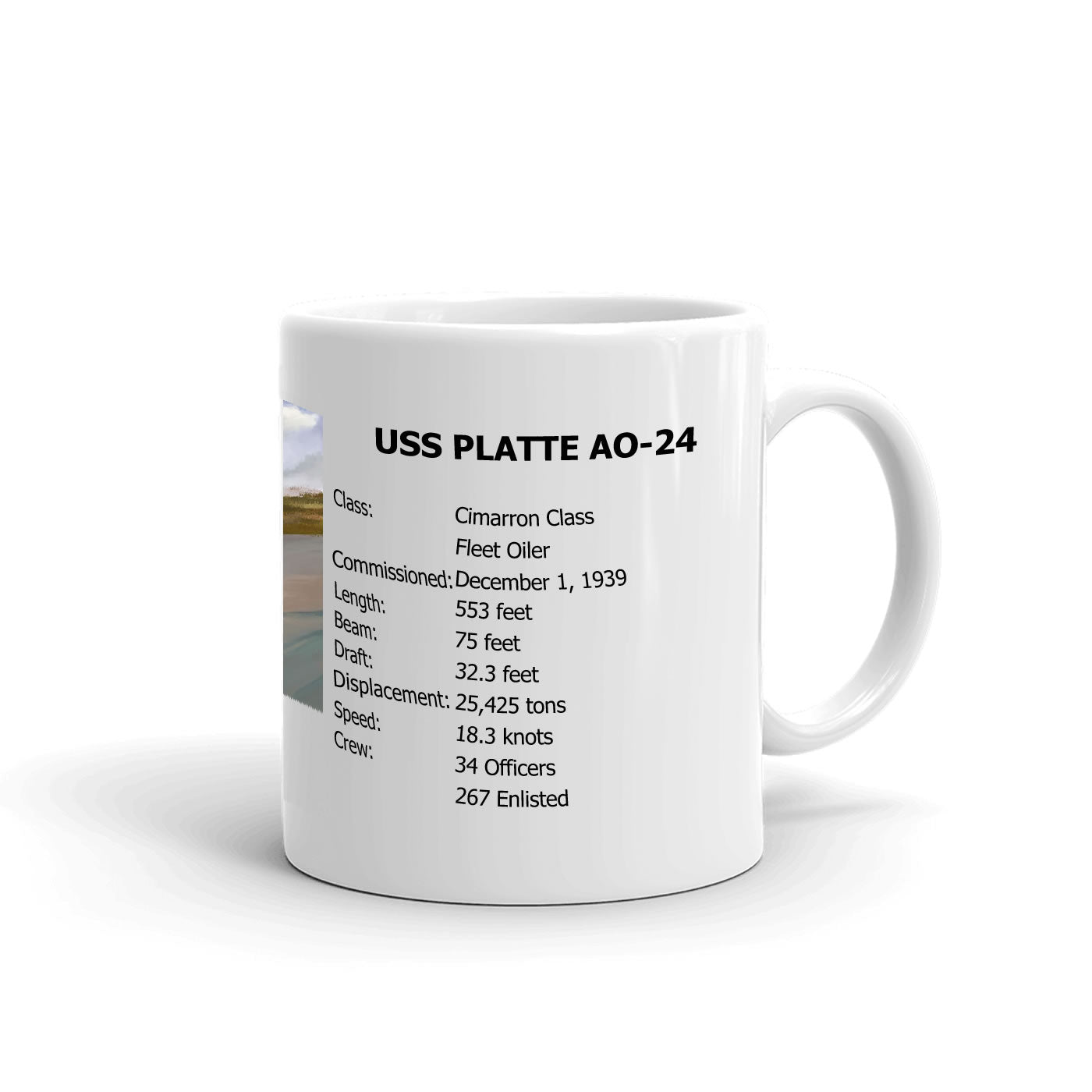 USS Platte AO-24 Coffee Cup Mug Right Handle