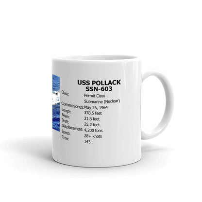 USS Pollack SSN-603 Coffee Cup Mug Right Handle