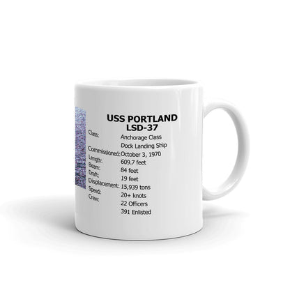 USS Portland LSD-37 Coffee Cup Mug Right Handle
