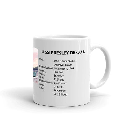 USS Presley DE-371 Coffee Cup Mug Right Handle