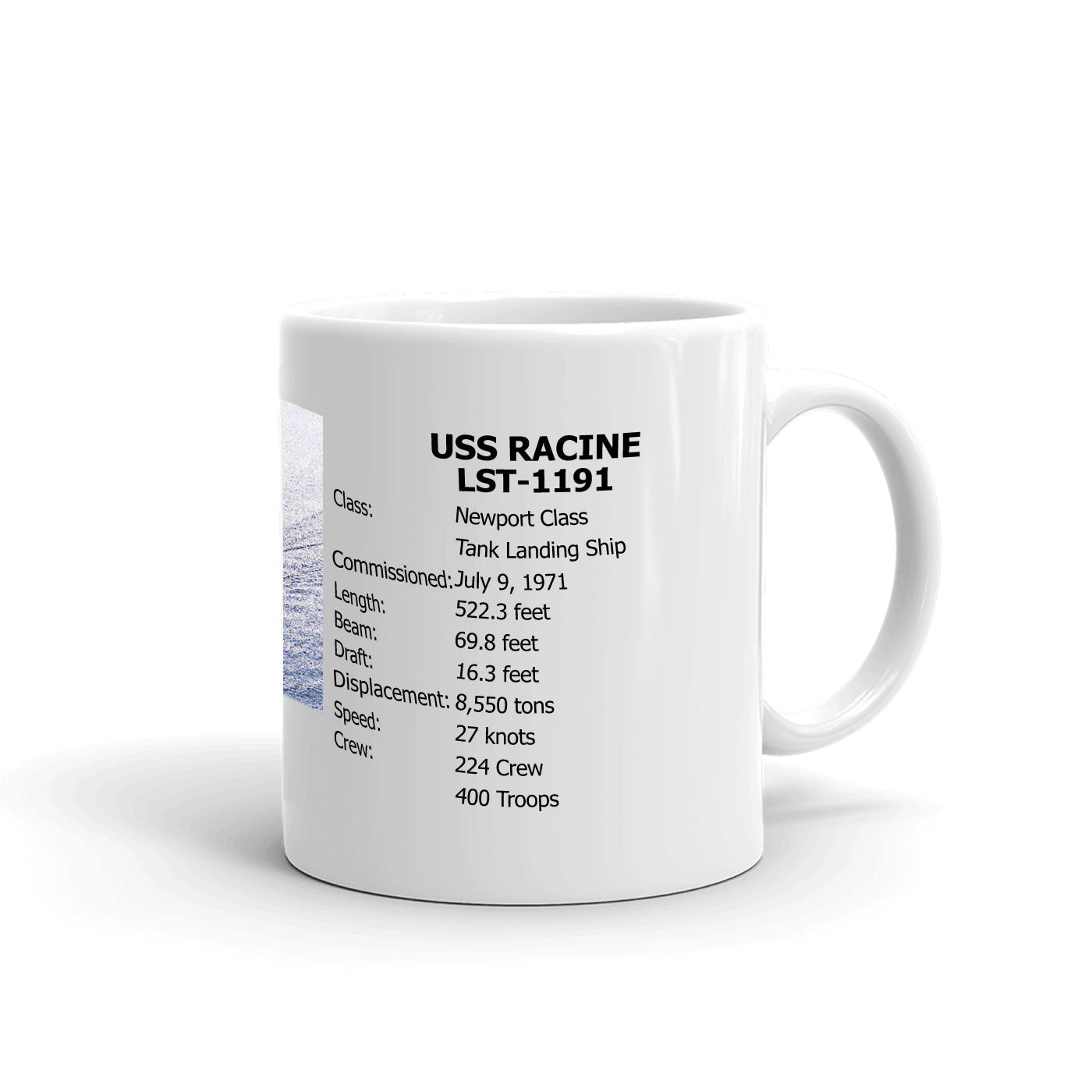 USS Racine LST-1191 Coffee Cup Mug Right Handle