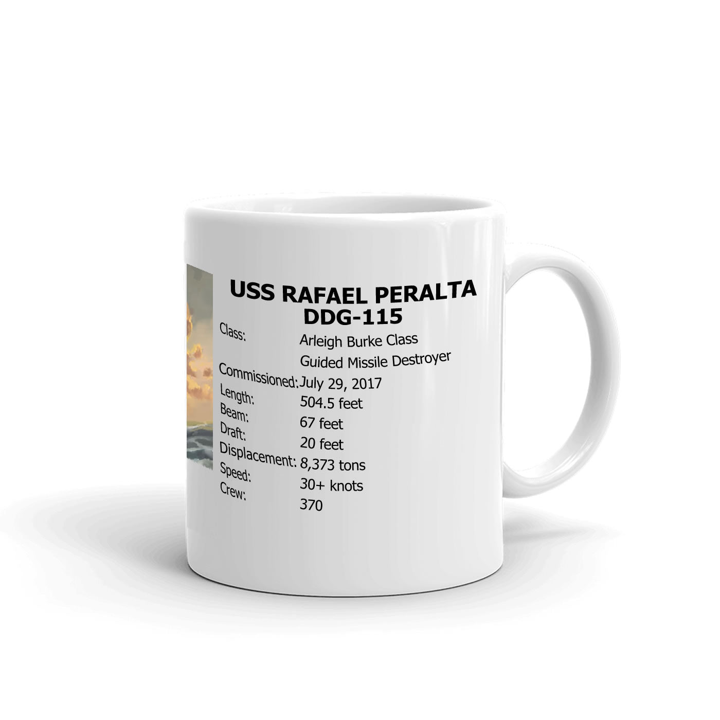 USS Rafael Peralta DDG-115 Coffee Cup Mug Right Handle