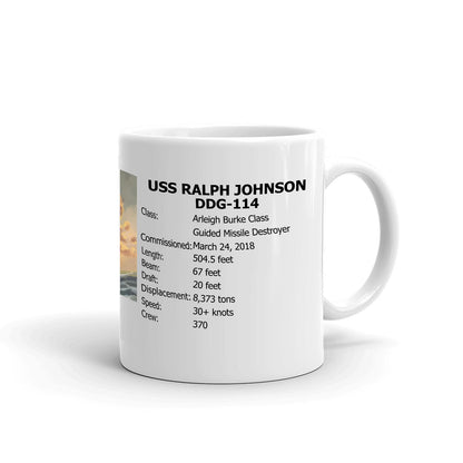 USS Ralph Johnson DDG-114 Coffee Cup Mug Right Handle