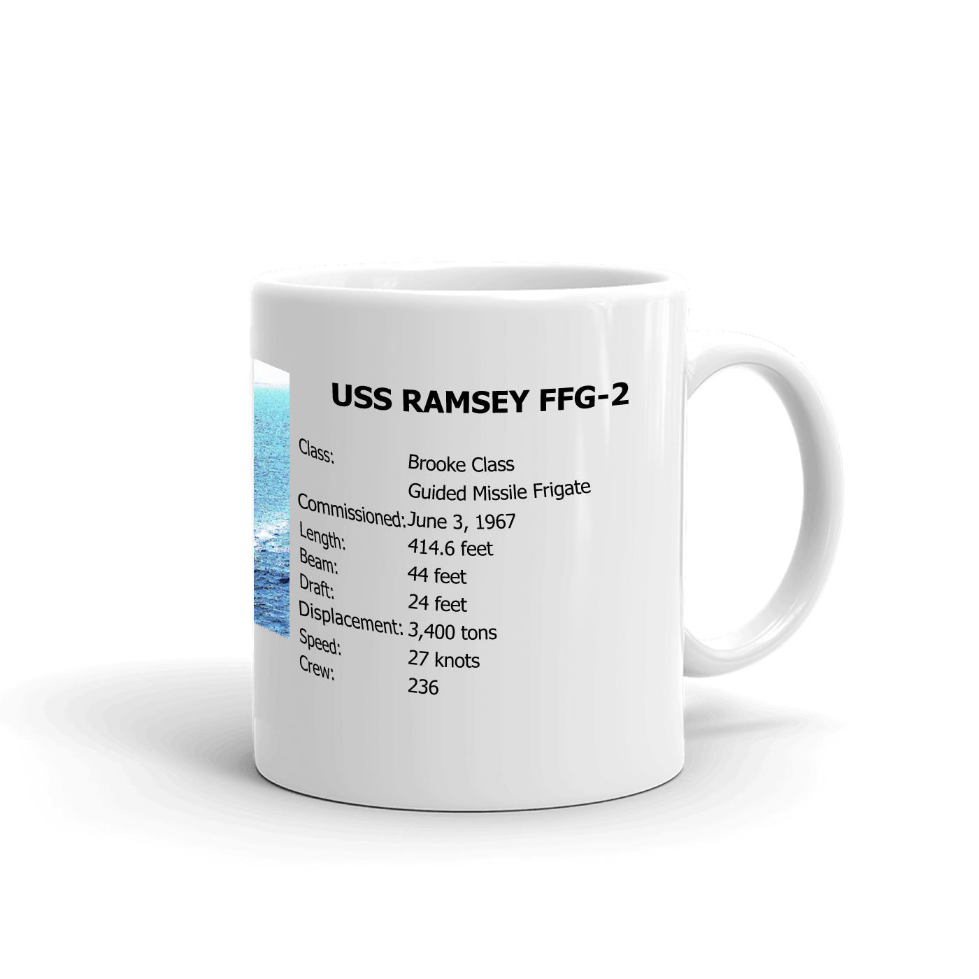 USS Ramsey FFG-2 Coffee Cup Mug Right Handle