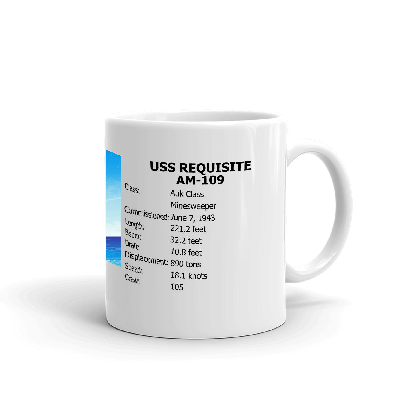 USS Requisite AM-109 Coffee Cup Mug Right Handle