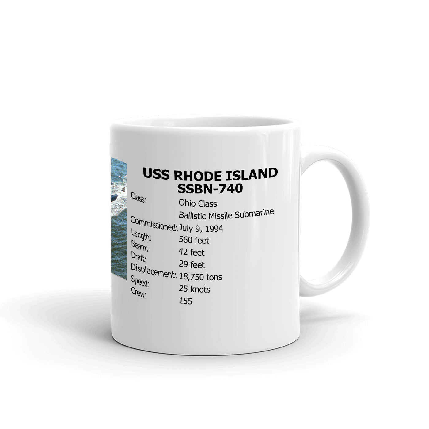 USS Rhode Island SSBN-740 Coffee Cup Mug Right Handle