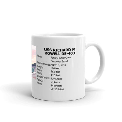 USS Richard M Rowell DE-403 Coffee Cup Mug Right Handle