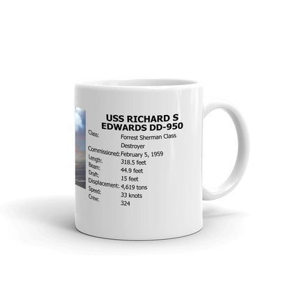 USS Richard S Edwards DD-950 Coffee Cup Mug Right Handle