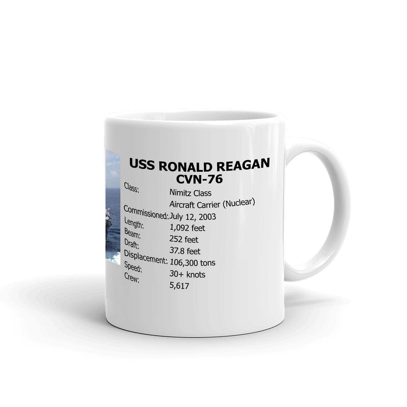 USS Ronald Reagan CVN-76 Coffee Cup Mug Right Handle