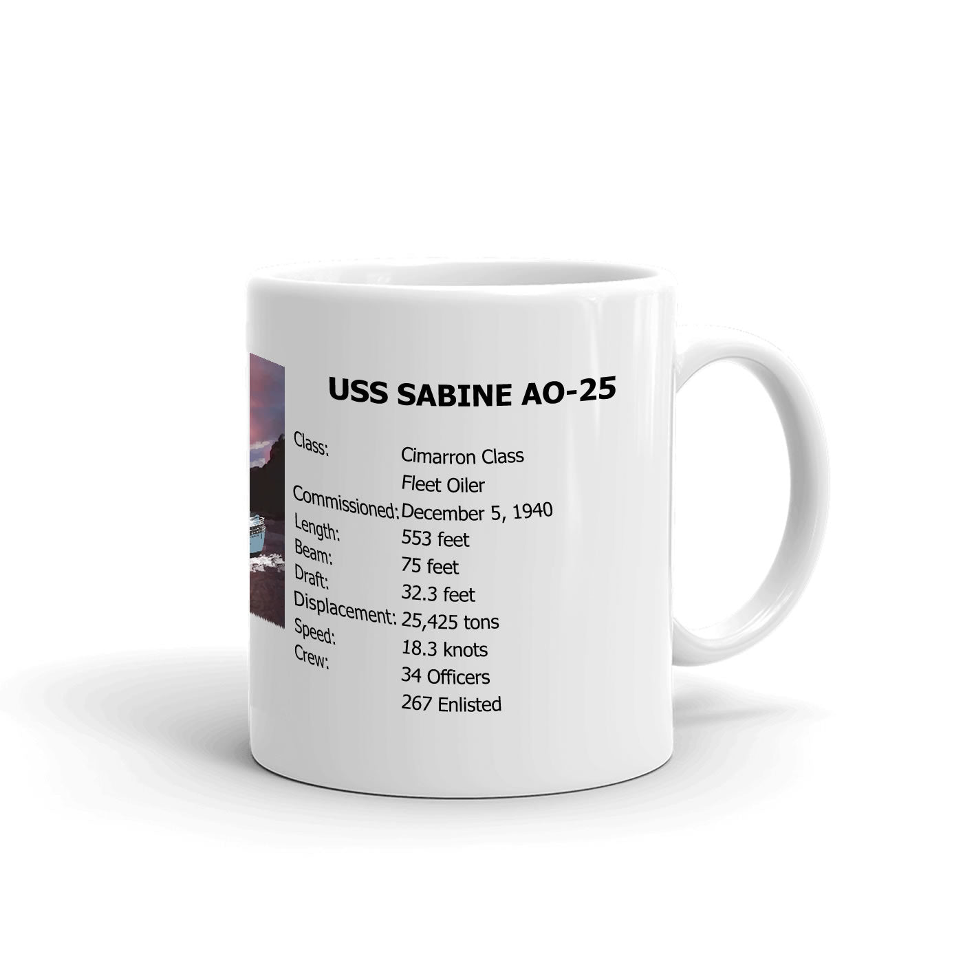 USS Sabine AO-25 Coffee Cup Mug Right Handle