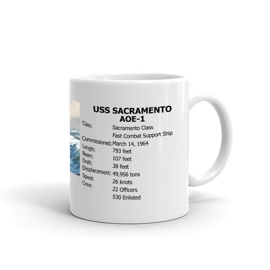 USS Sacramento AOE-1 Coffee Cup Mug Right Handle