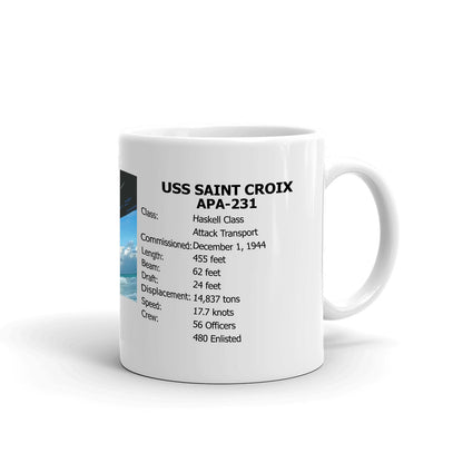 USS Saint Croix APA-231 Coffee Cup Mug Right Handle