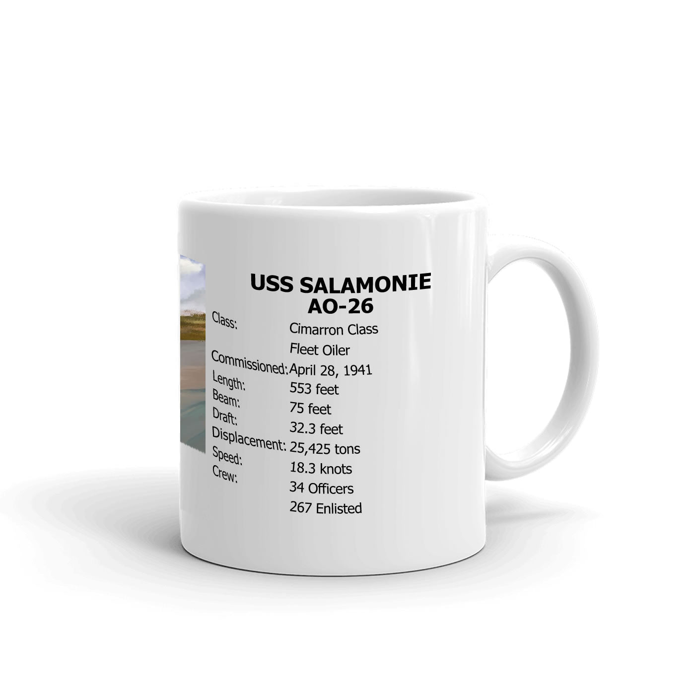 USS Salamonie AO-26 Coffee Cup Mug Right Handle