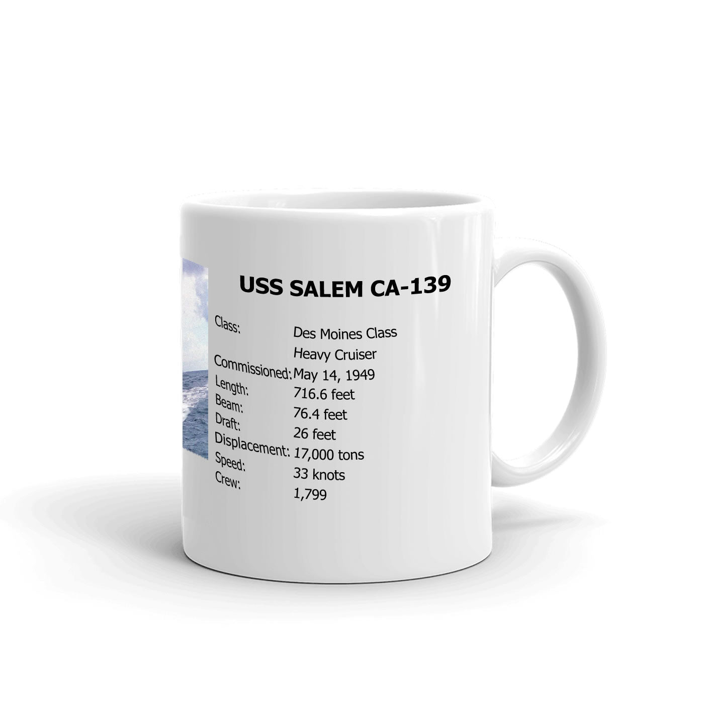 USS Salem CA-139 Coffee Cup Mug Right Handle
