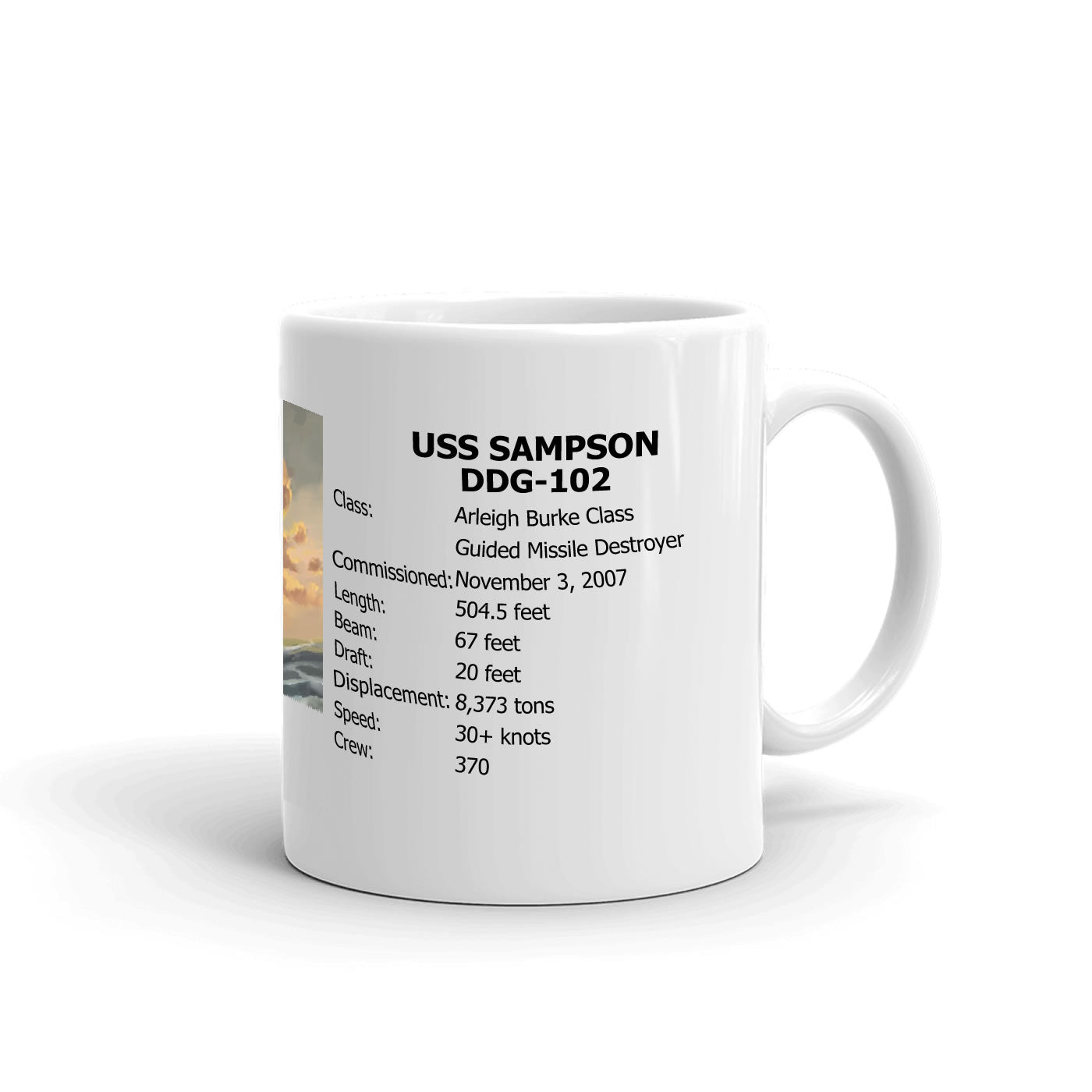 USS Sampson DDG-102 Coffee Cup Mug Right Handle