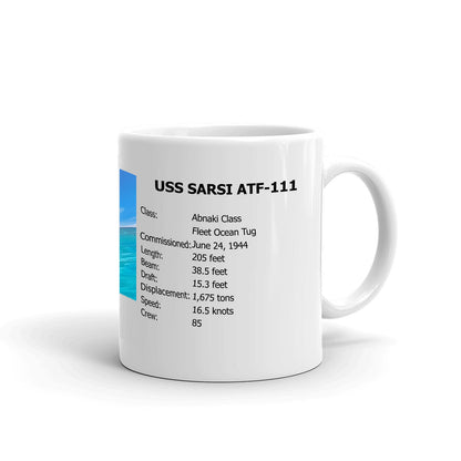 USS Sarsi ATF-111 Coffee Cup Mug Right Handle