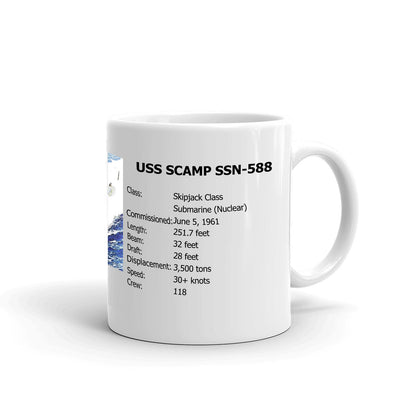 USS Scamp SSN-588 Coffee Cup Mug Right Handle