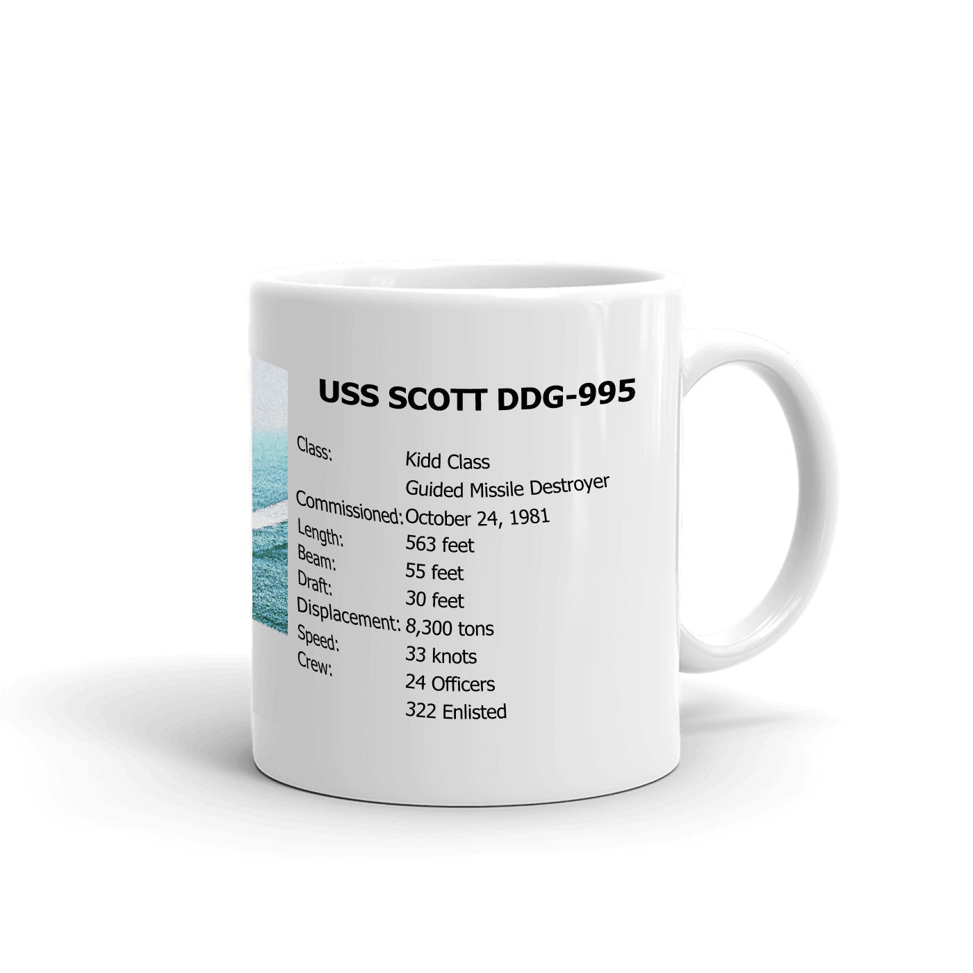 USS Scott DDG-995 Coffee Cup Mug Right Handle