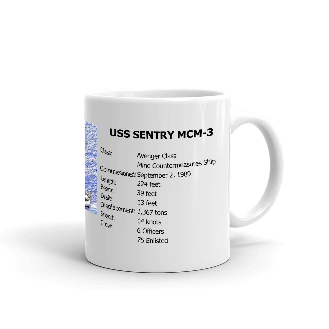 USS Sentry MCM-3 Coffee Cup Mug Right Handle