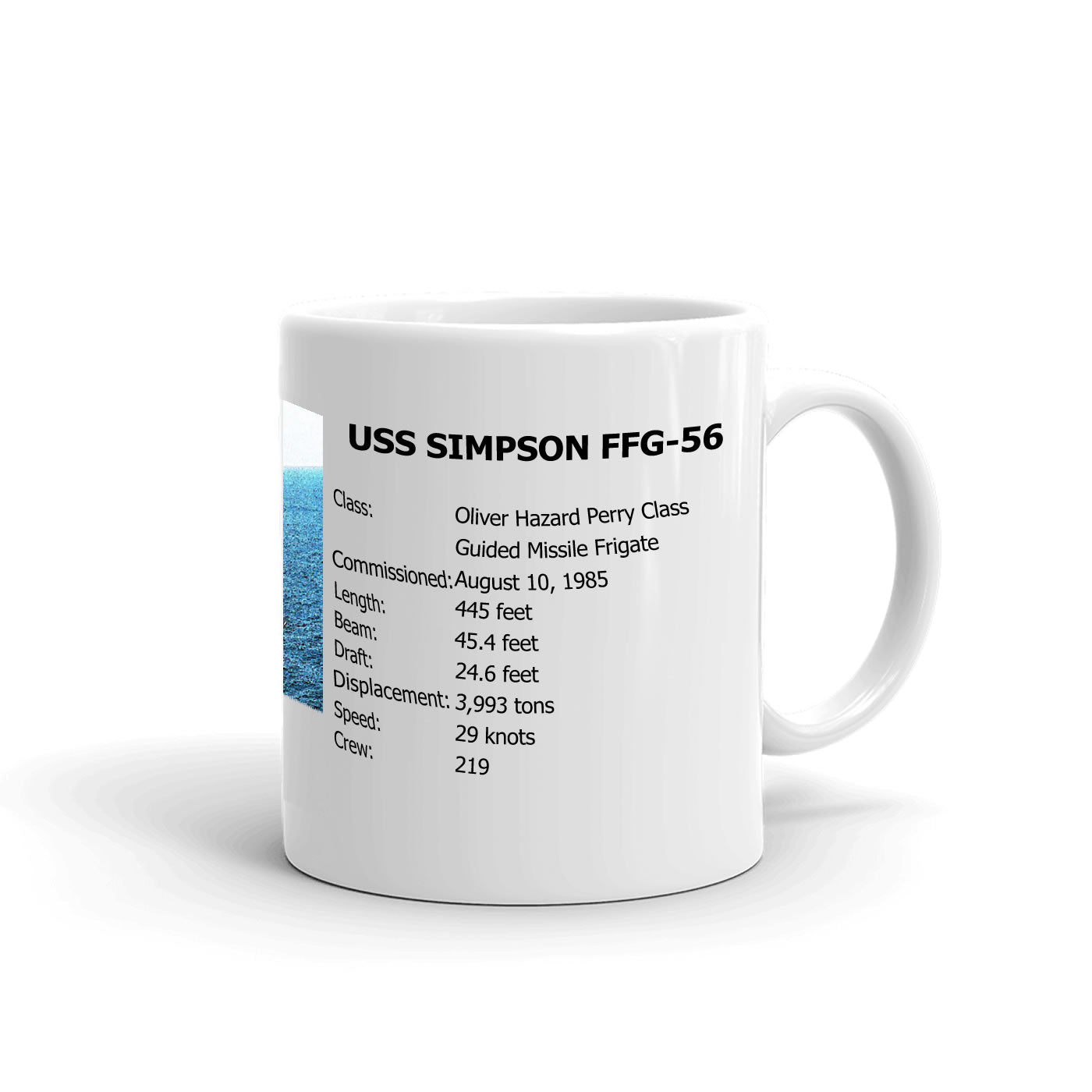 USS Simpson FFG-56 Coffee Cup Mug Right Handle