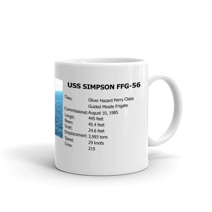 USS Simpson FFG-56 Coffee Cup Mug Right Handle
