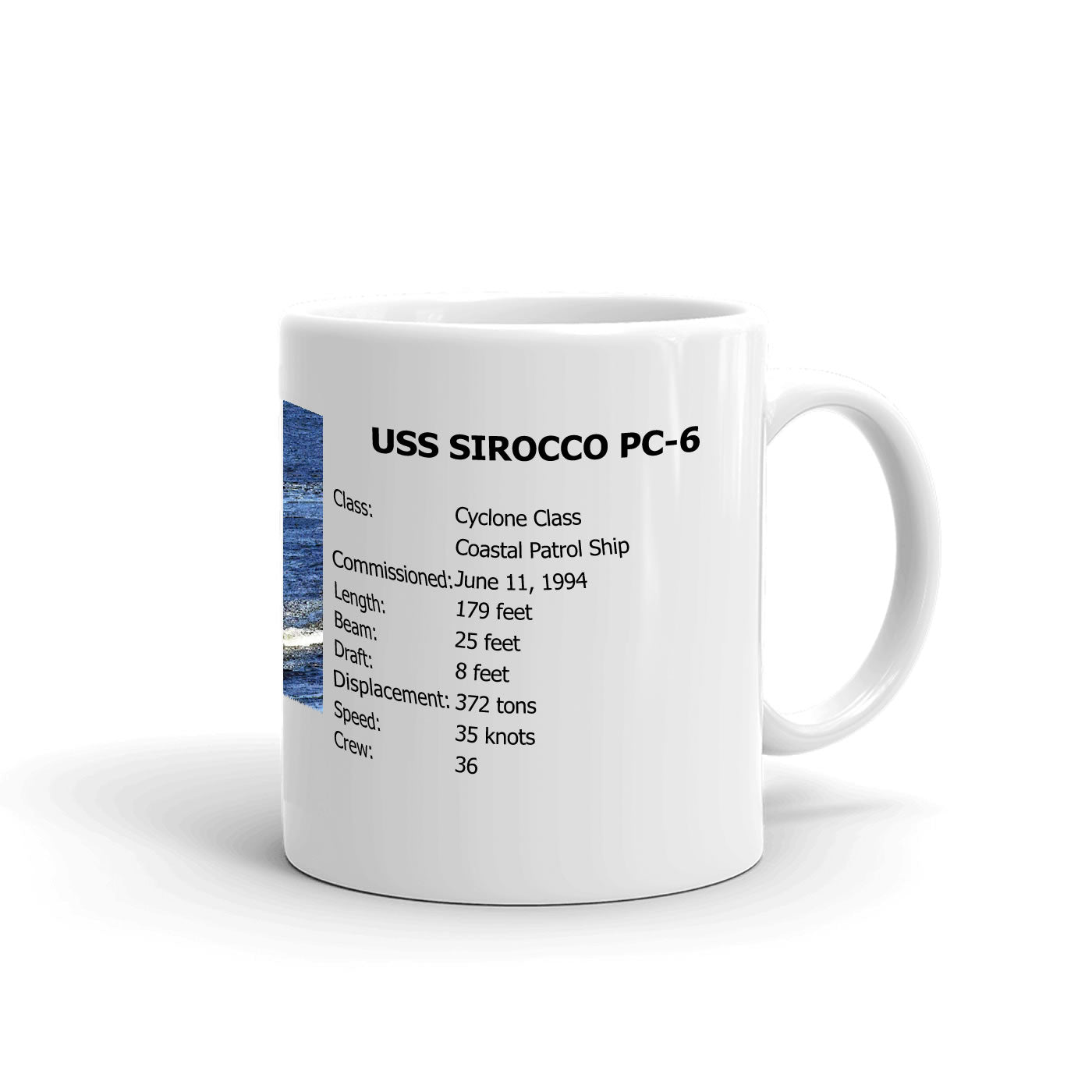 USS Sirocco PC-6 Coffee Cup Mug Right Handle