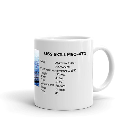 USS Skill MSO-471 Coffee Cup Mug Right Handle