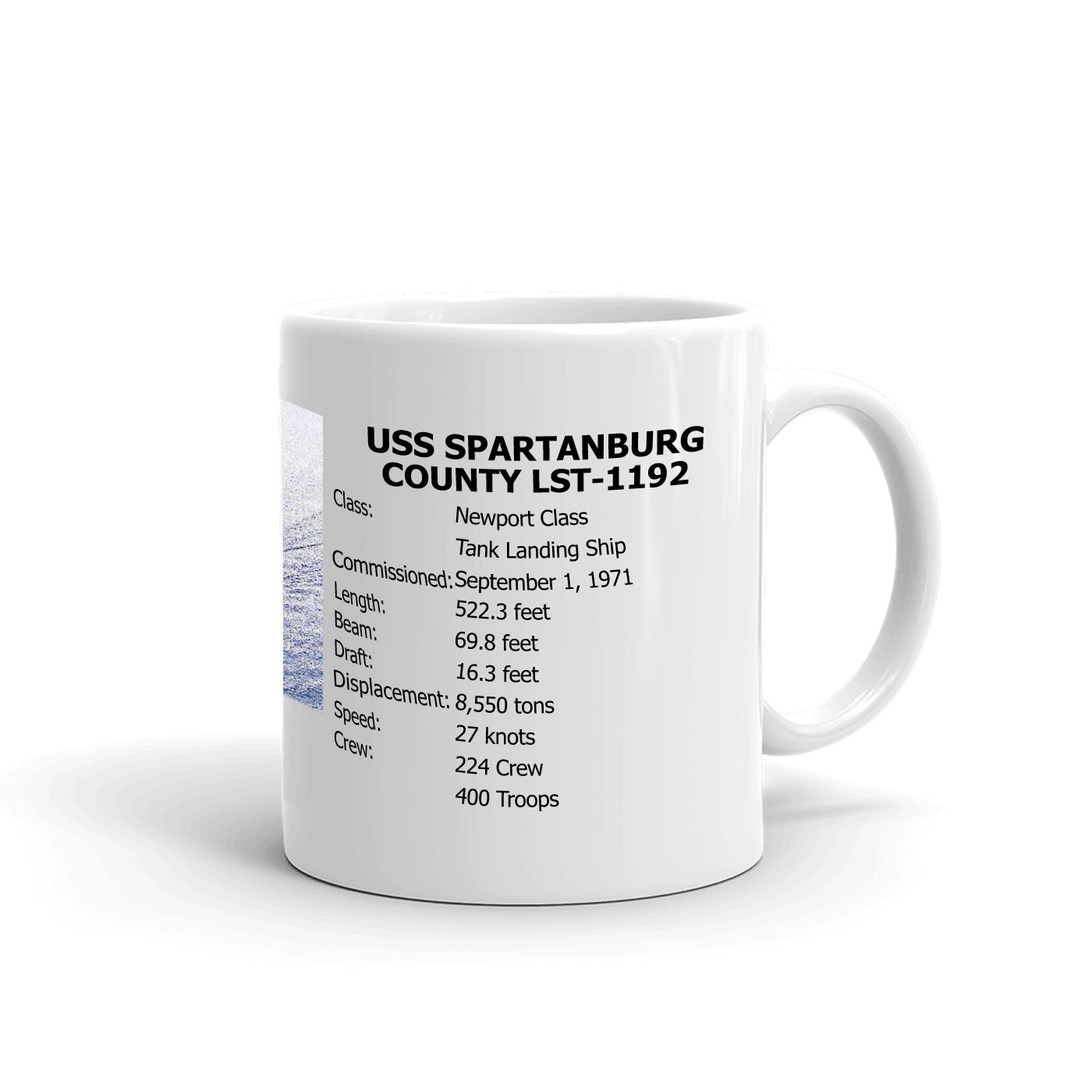 USS Spartanburg County LST-1192 Coffee Cup Mug Right Handle