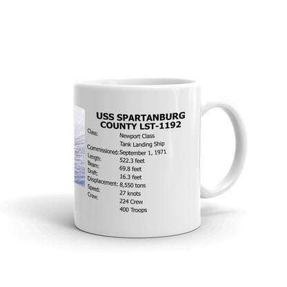 USS Spartanburg County LST-1192 Coffee Cup Mug Right Handle