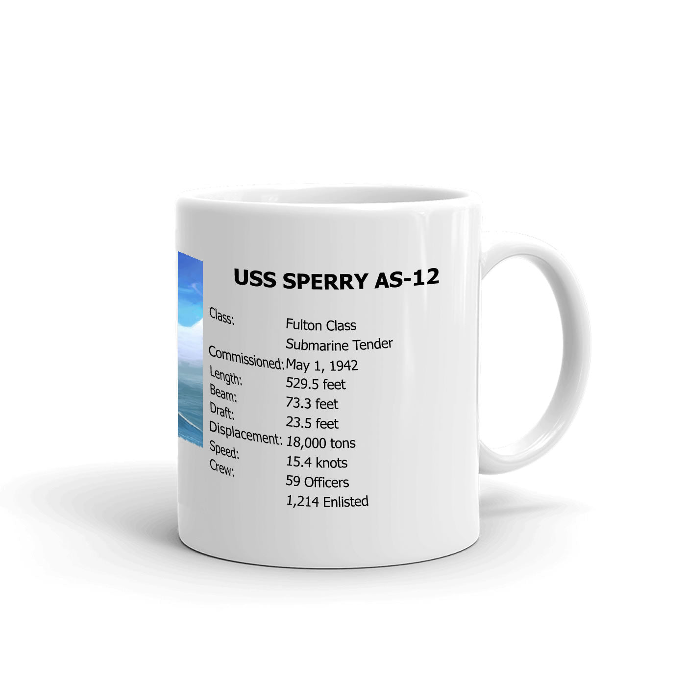 USS Sperry AS-12 Coffee Cup Mug Right Handle