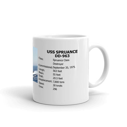 USS Spruance DD-963 Coffee Cup Mug Right Handle