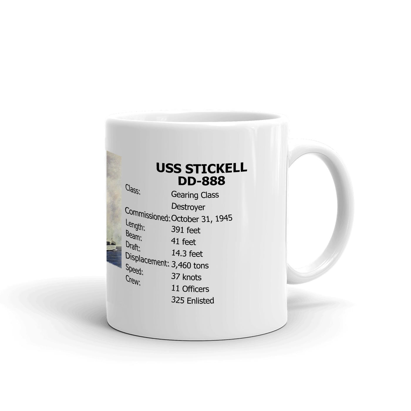 USS Stickell DD-888 Coffee Cup Mug Right Handle