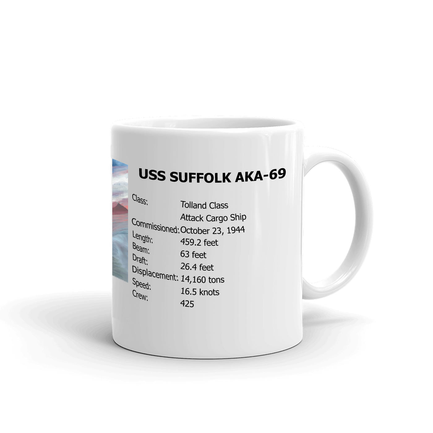 USS Suffolk AKA-69 Coffee Cup Mug Right Handle