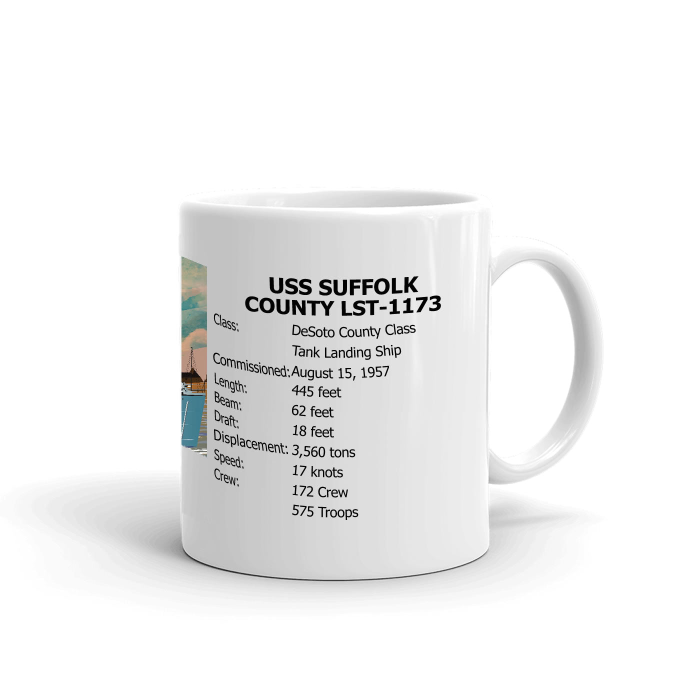USS Suffolk County LST-1173 Coffee Cup Mug Right Handle