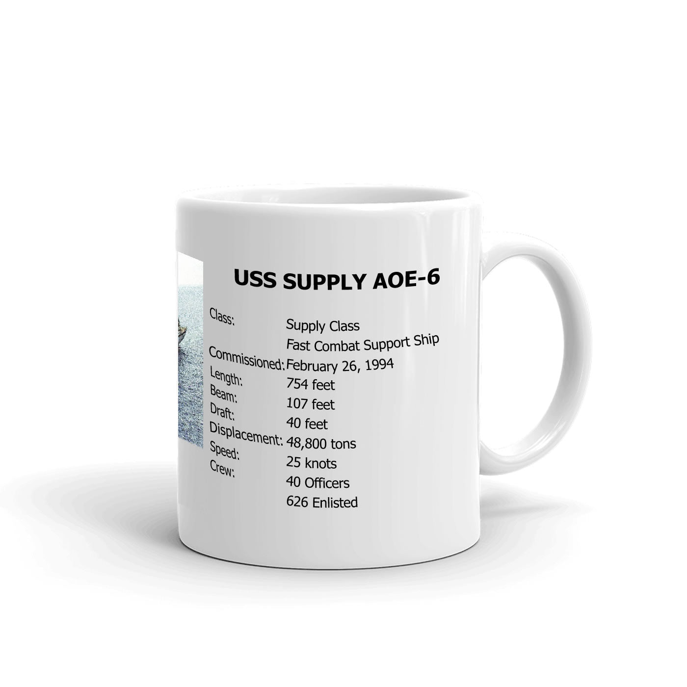 USS Supply AOE-6 Coffee Cup Mug Right Handle