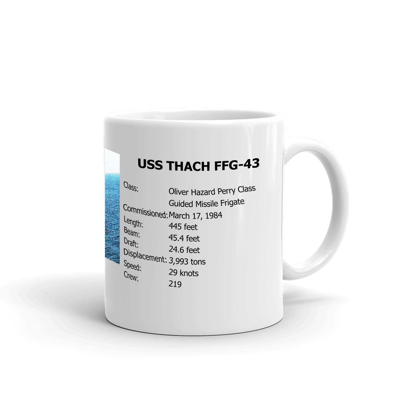 USS Thach FFG-43 Coffee Cup Mug Right Handle