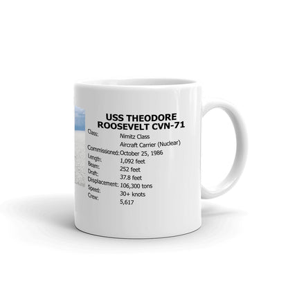 USS Theodore Roosevelt CVN-71 Coffee Cup Mug Right Handle