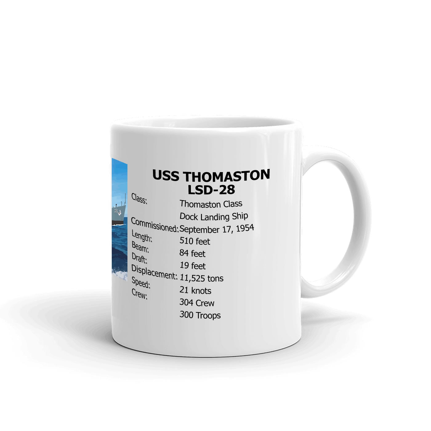 USS Thomaston LSD-28 Coffee Cup Mug Right Handle