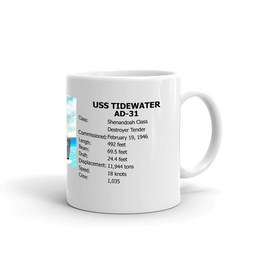 USS Tidewater AD-31 Coffee Cup Mug Right Handle