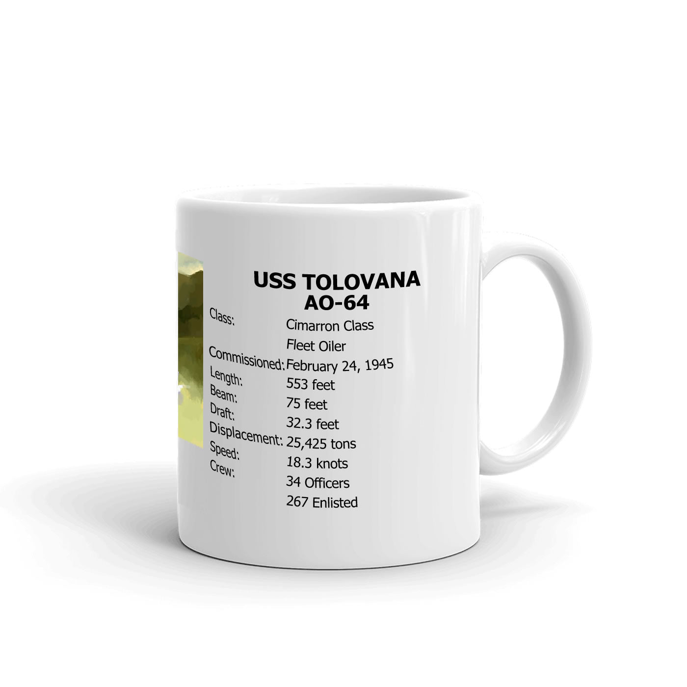 USS Tolovana AO-64 Coffee Cup Mug Right Handle
