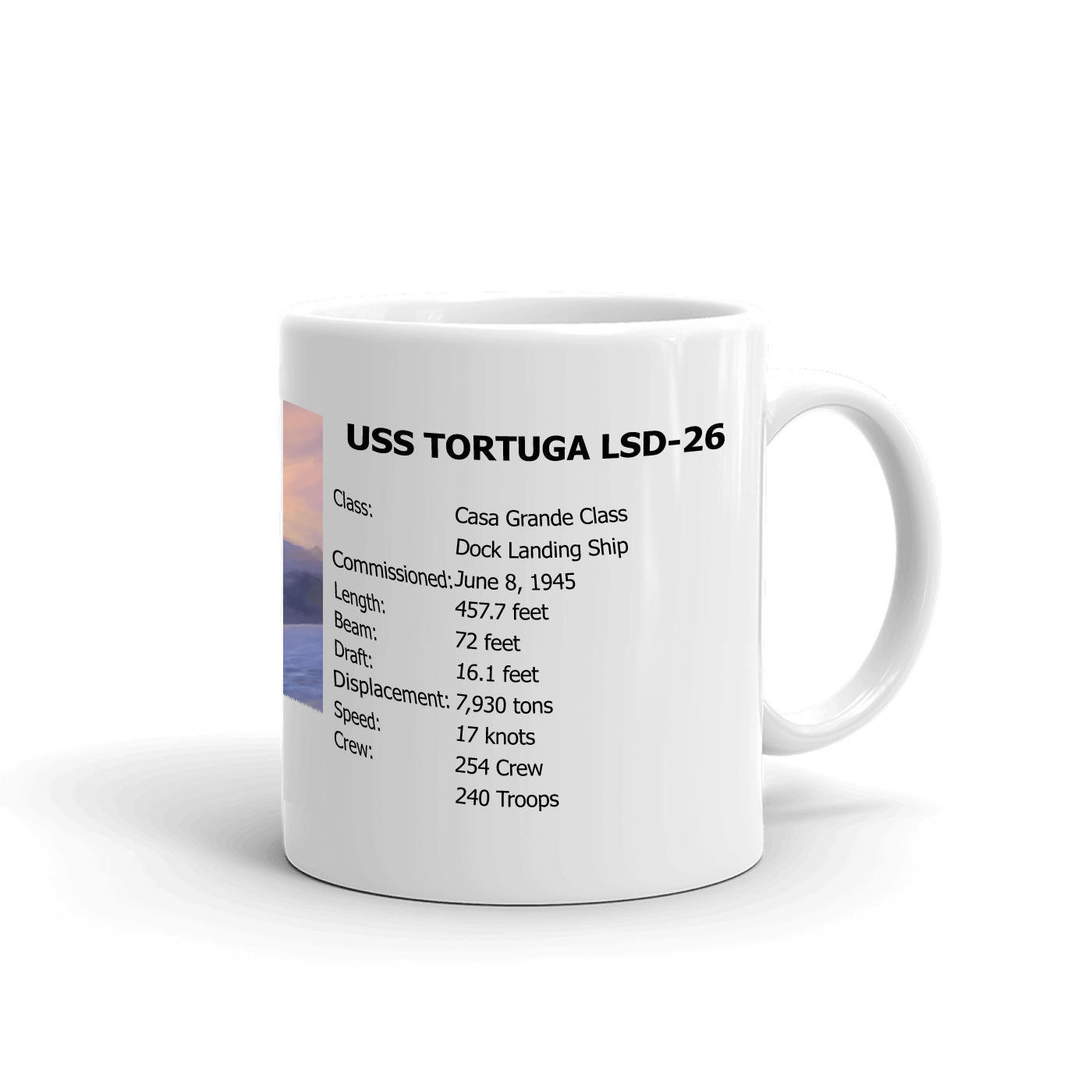 USS Tortuga LSD-26 Coffee Cup Mug Right Handle