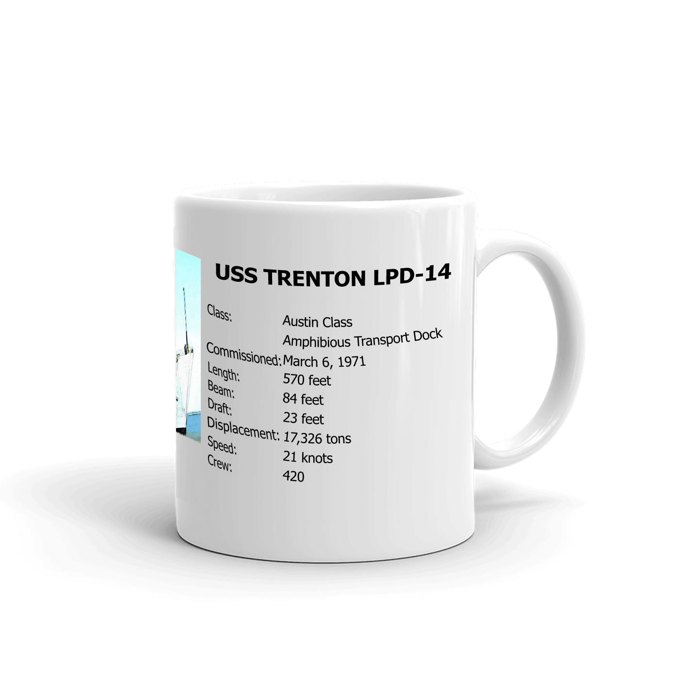 USS Trenton LPD-14 Coffee Cup Mug Right Handle