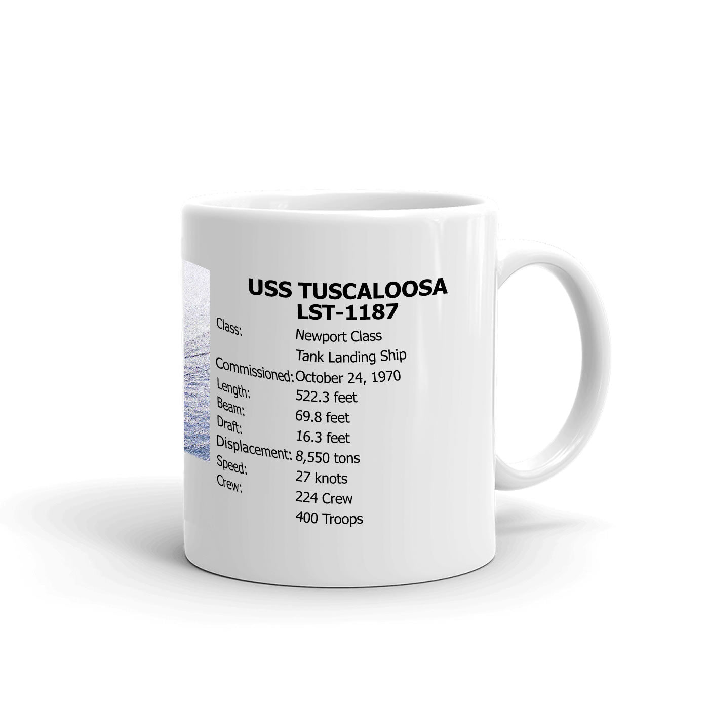 USS Tuscaloosa LST-1187 Coffee Cup Mug Right Handle