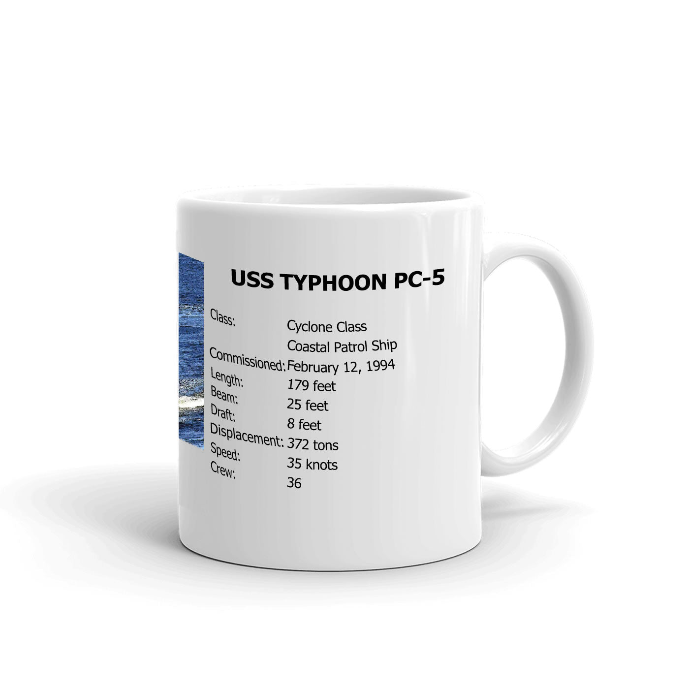 USS Typhoon PC-5 Coffee Cup Mug Right Handle