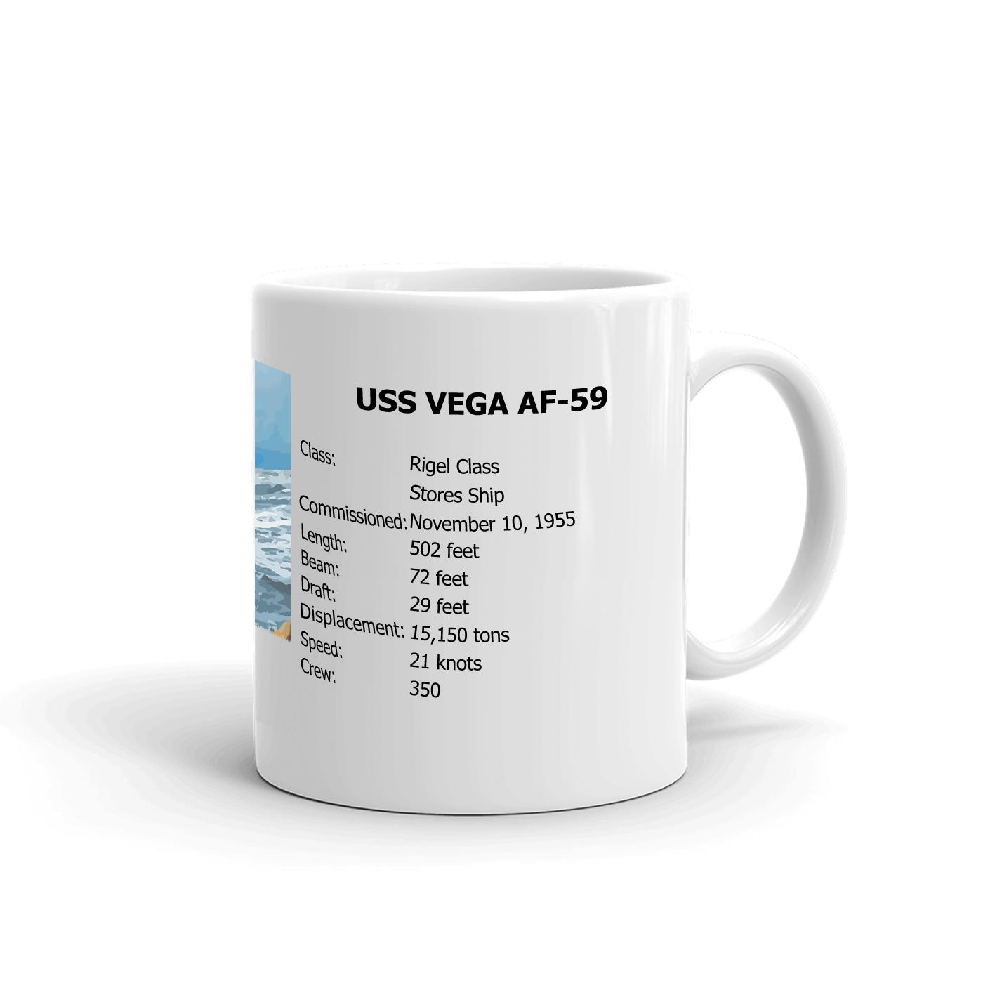 USS Vega AF-59 Coffee Cup Mug Right Handle