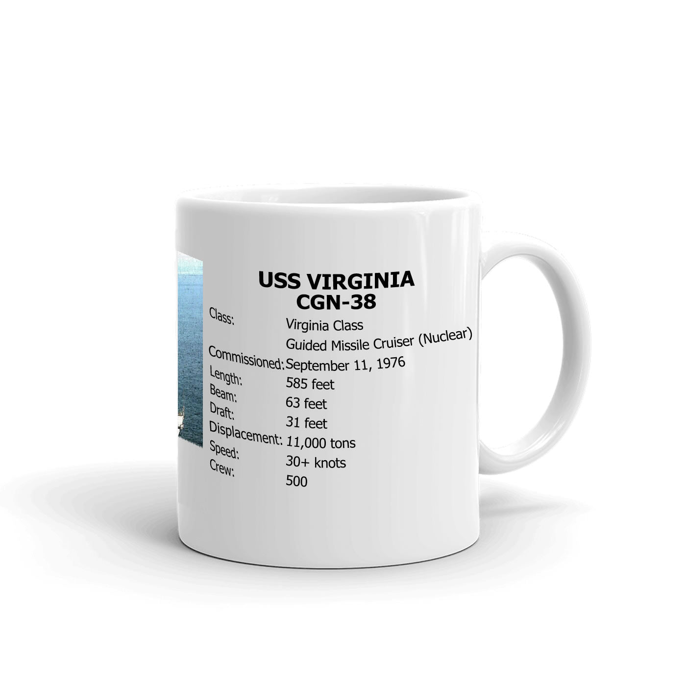 USS Virginia CGN-38 Coffee Cup Mug Right Handle
