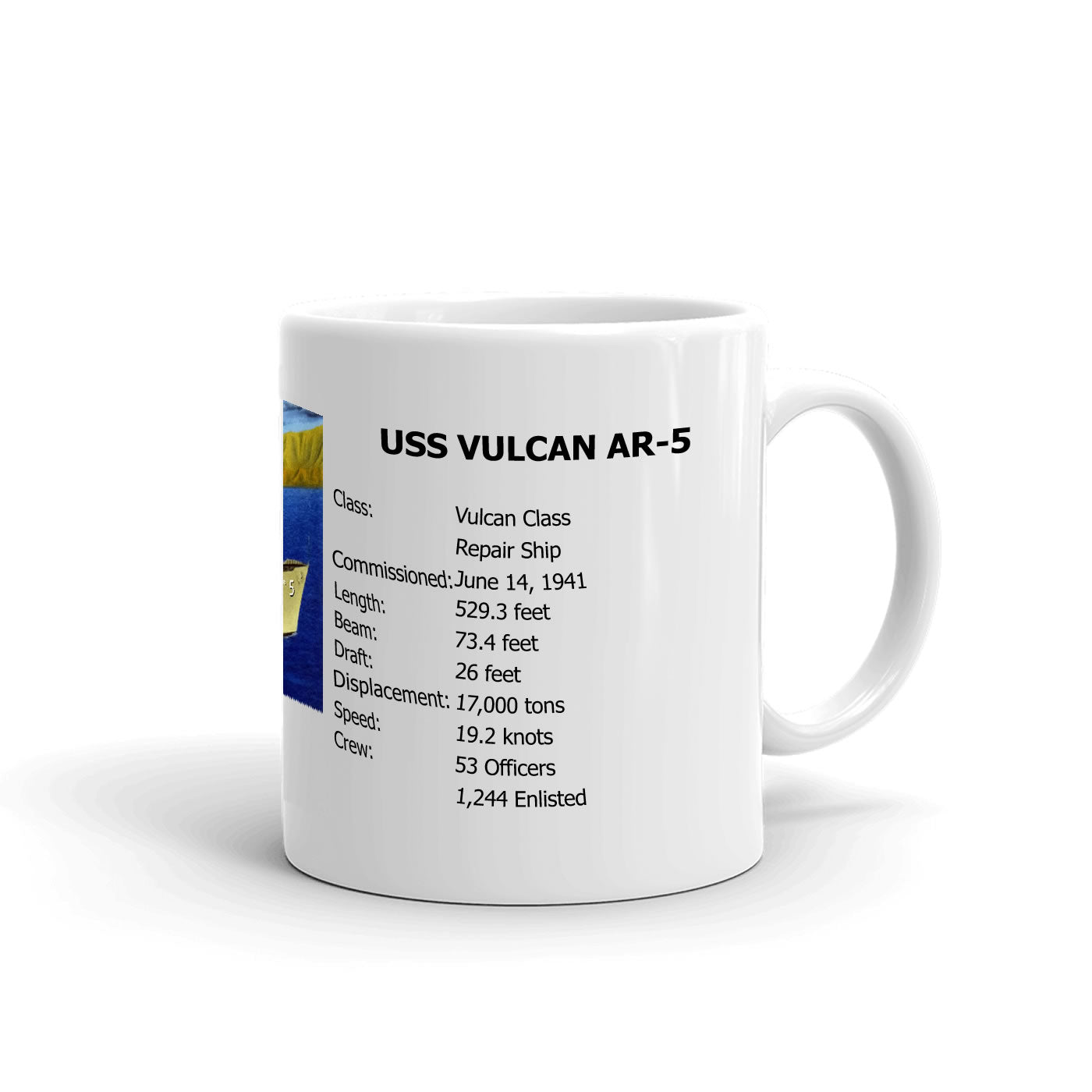 USS Vulcan AR-5 Coffee Cup Mug Right Handle