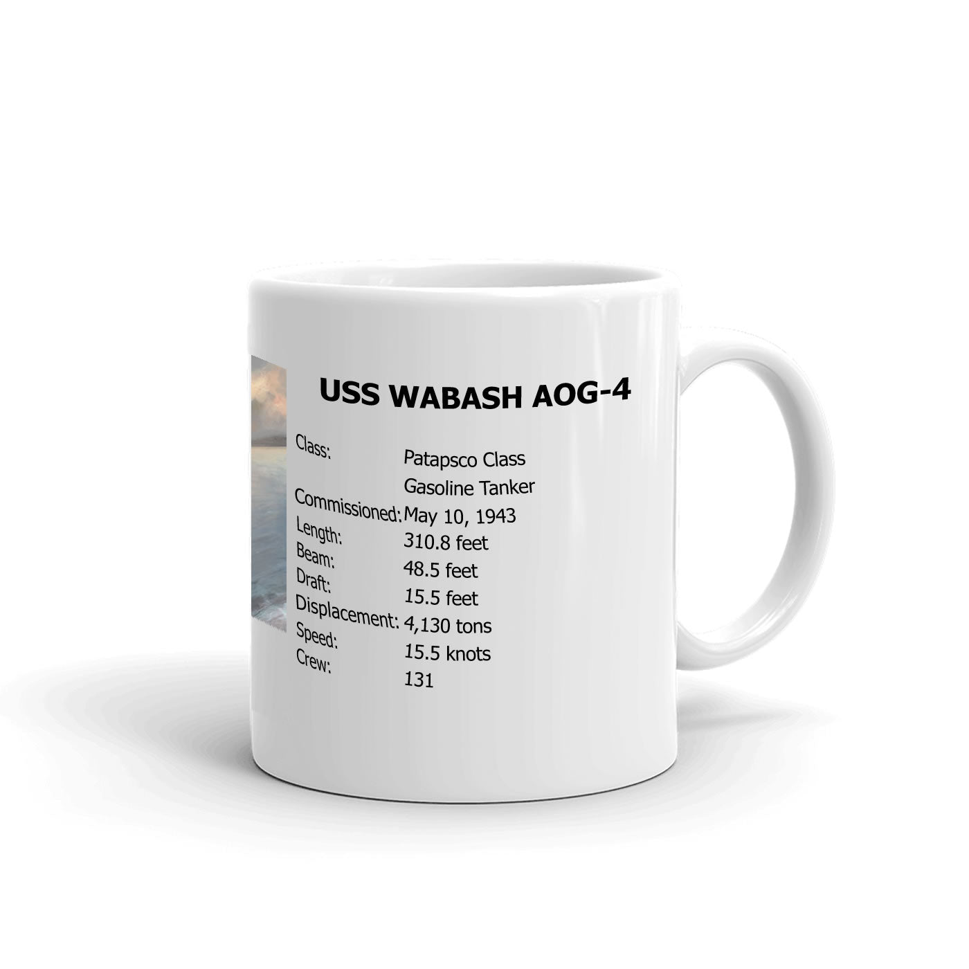 USS Wabash AOG-4 Coffee Cup Mug Right Handle