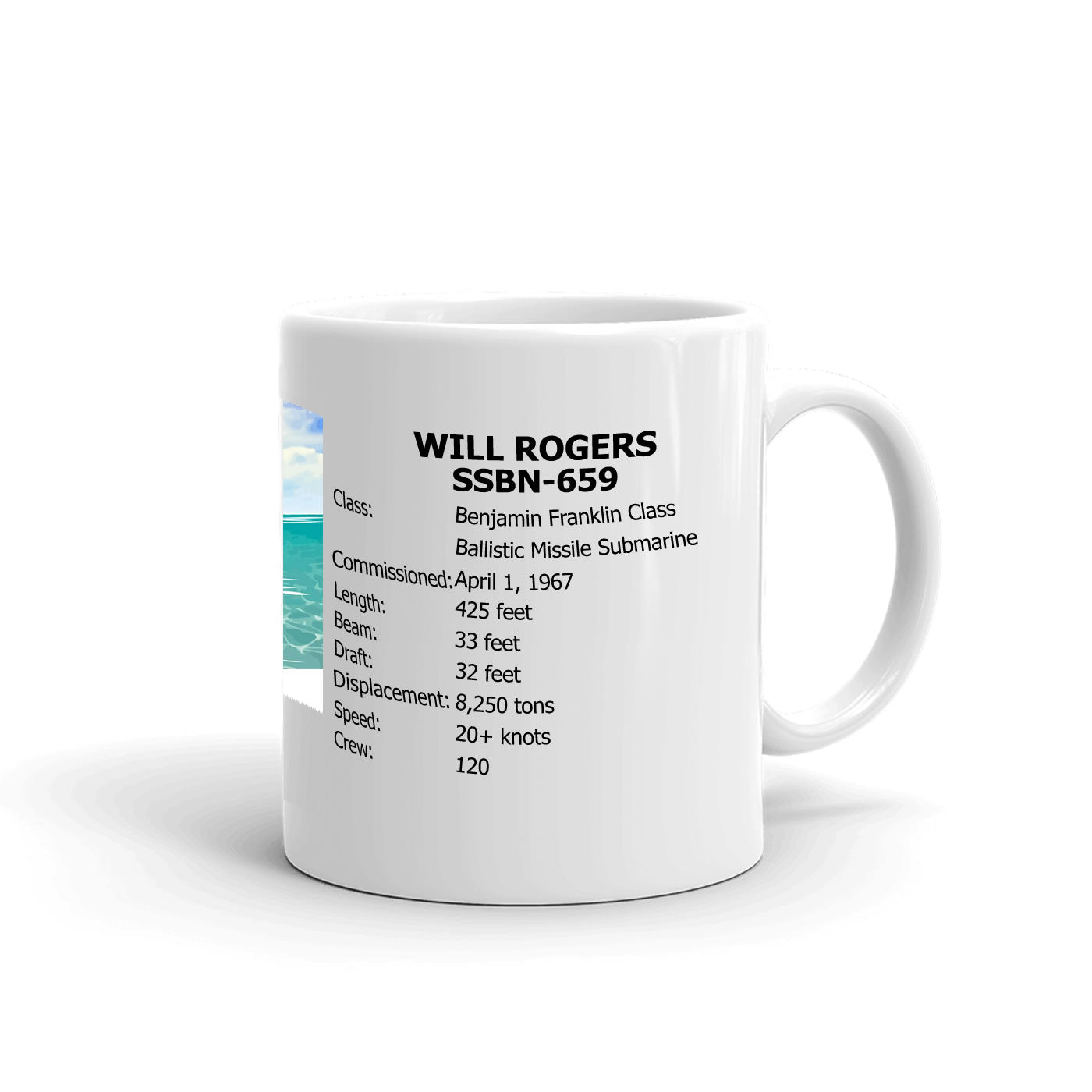 USS Will Rogers SSBN-659 Coffee Cup Mug Right Handle