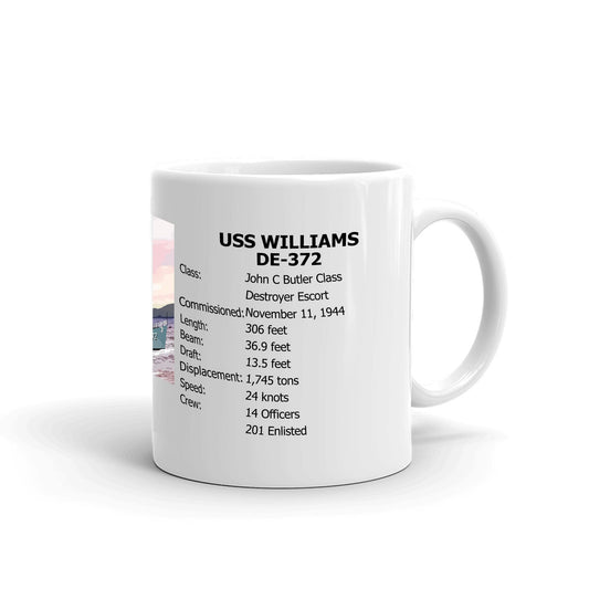 USS Williams DE-372 Coffee Cup Mug Right Handle